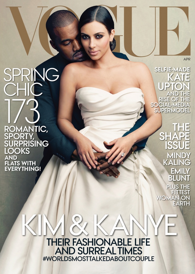 Kim Kardashian and Kanye West covet the Vogue April 2014 cover