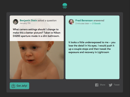 Jelly is a new way to search for answers on the intenet using your social networks to get direct answers