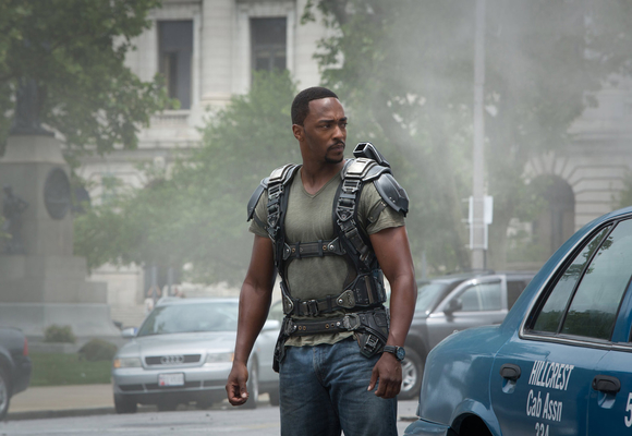Anthony Mackie as the Falcon in Captain America: The Winter Soldier