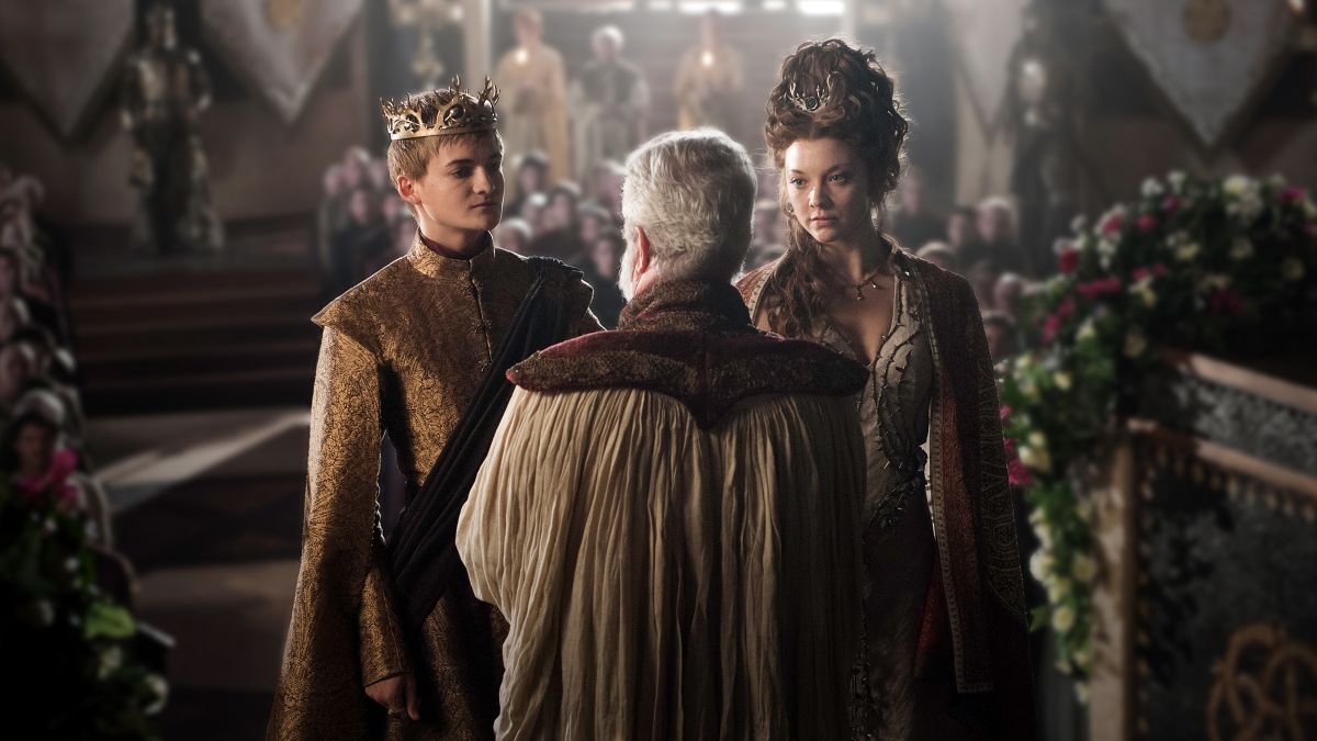 House of Baratheon/Lannister unite with House of Tyrell on Season 4 Episode 2 of Game of Thrones.  Margaery Tyrell-Baratheon marries King Joffrey Baratheon/Lannister